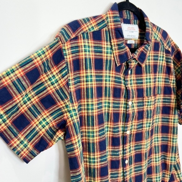 Springfield linen blend plaid short sleeve shirt 2XL - Picture 3 of 8